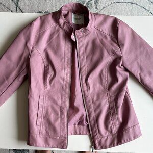 Jacqueline de Yong Faux Leather Bomber Jacket in Pink (size 38, M)